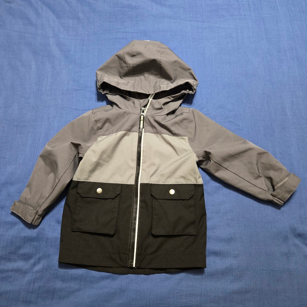 Swiss Tech Hooded Jacket Toddler 18M Gray Excellent Colorblock Windbreaker